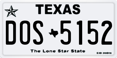 TX license plate DOS5152