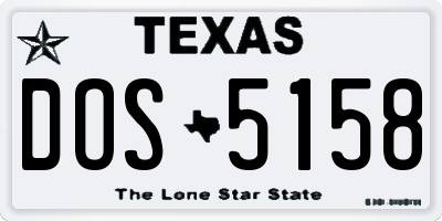 TX license plate DOS5158