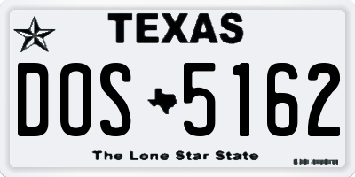TX license plate DOS5162