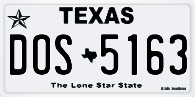 TX license plate DOS5163