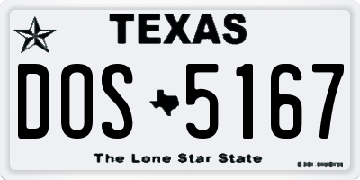 TX license plate DOS5167
