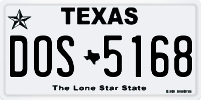 TX license plate DOS5168