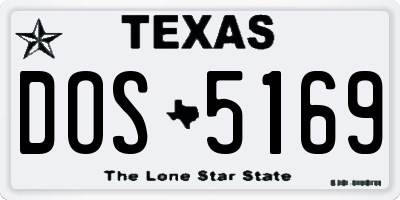 TX license plate DOS5169