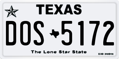 TX license plate DOS5172