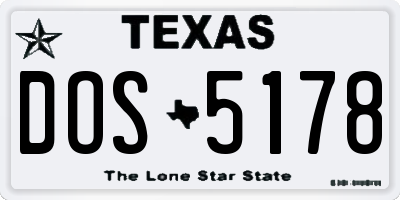 TX license plate DOS5178