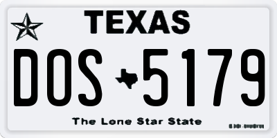 TX license plate DOS5179