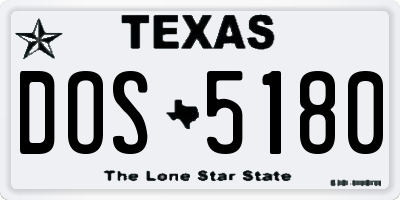 TX license plate DOS5180