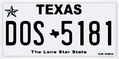 TX license plate DOS5181
