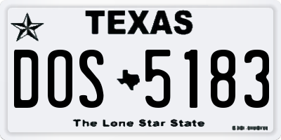 TX license plate DOS5183