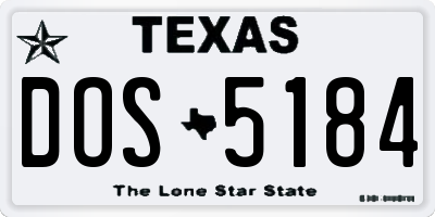 TX license plate DOS5184