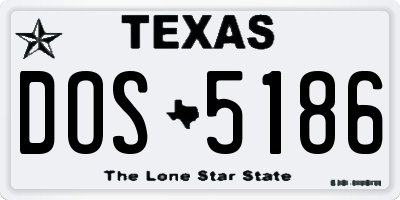 TX license plate DOS5186