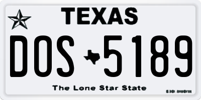 TX license plate DOS5189