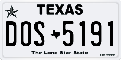 TX license plate DOS5191