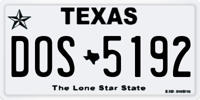 TX license plate DOS5192