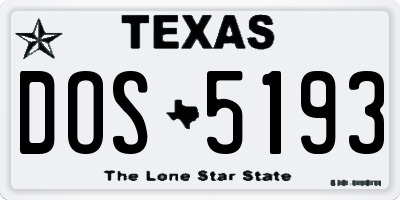 TX license plate DOS5193