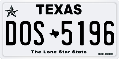TX license plate DOS5196