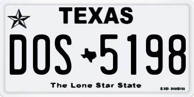TX license plate DOS5198