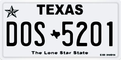 TX license plate DOS5201