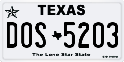 TX license plate DOS5203