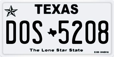 TX license plate DOS5208