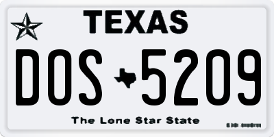 TX license plate DOS5209