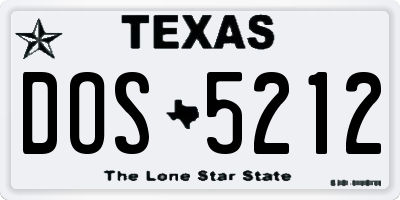 TX license plate DOS5212