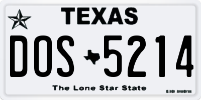 TX license plate DOS5214