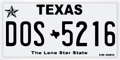 TX license plate DOS5216