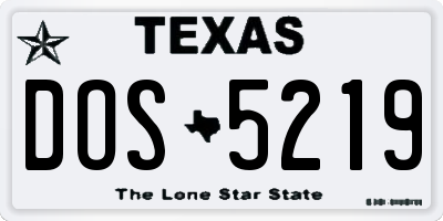 TX license plate DOS5219