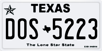 TX license plate DOS5223