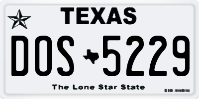 TX license plate DOS5229