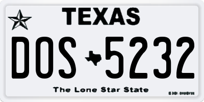 TX license plate DOS5232