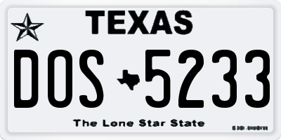 TX license plate DOS5233