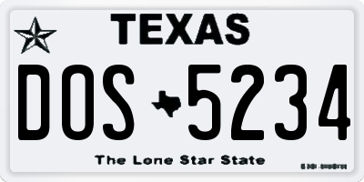 TX license plate DOS5234