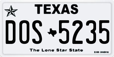 TX license plate DOS5235