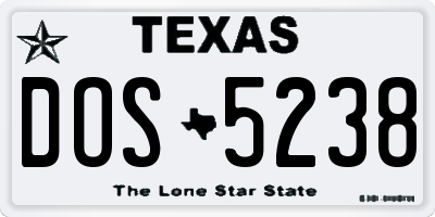 TX license plate DOS5238