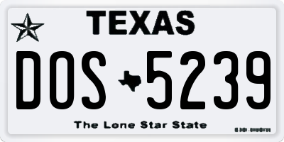 TX license plate DOS5239
