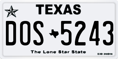 TX license plate DOS5243