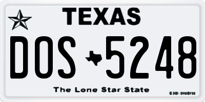 TX license plate DOS5248