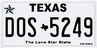 TX license plate DOS5249