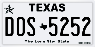 TX license plate DOS5252