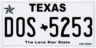 TX license plate DOS5253