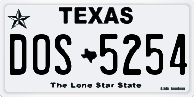 TX license plate DOS5254