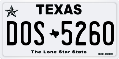 TX license plate DOS5260