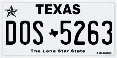 TX license plate DOS5263
