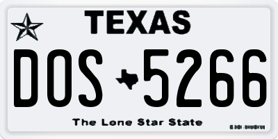TX license plate DOS5266