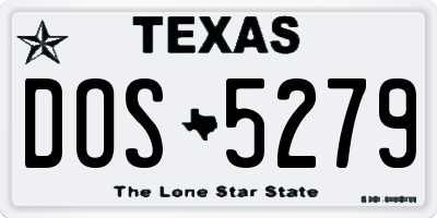 TX license plate DOS5279