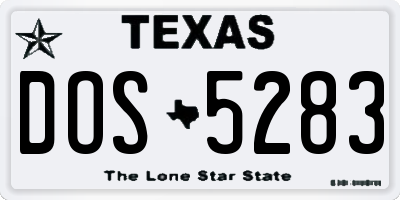 TX license plate DOS5283