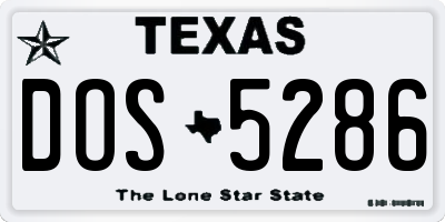TX license plate DOS5286