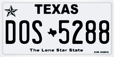TX license plate DOS5288